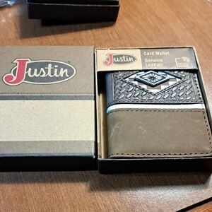 Justin Boots Brown and Black Leather Card Wallet